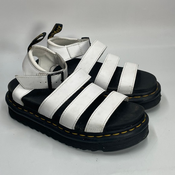 Dr. Martens Shoes - Dr. Martens Women's 6 Blaire White Platform Sandals Hydro Leather AW004 GV01W